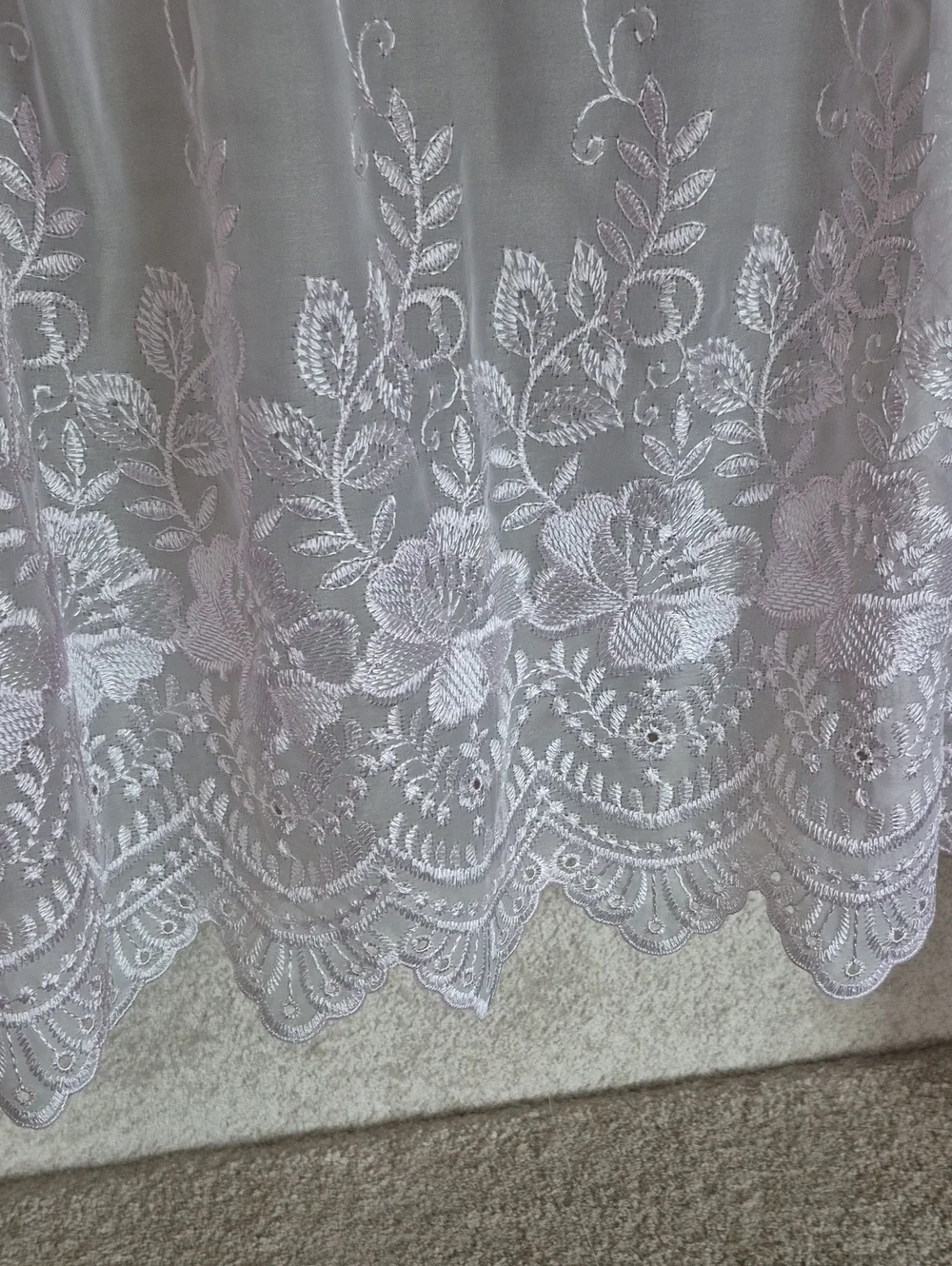Sheer Pale Pink Floral Lace Valance Curtain 54x16